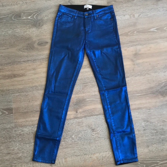 blue metallic jeans